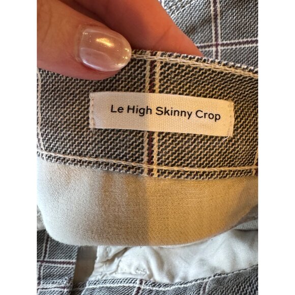 Frame Pants Women 30 Gray Window Pane Plaid Le High Skinny Crop Jeans Retro - Picture 9 of 12